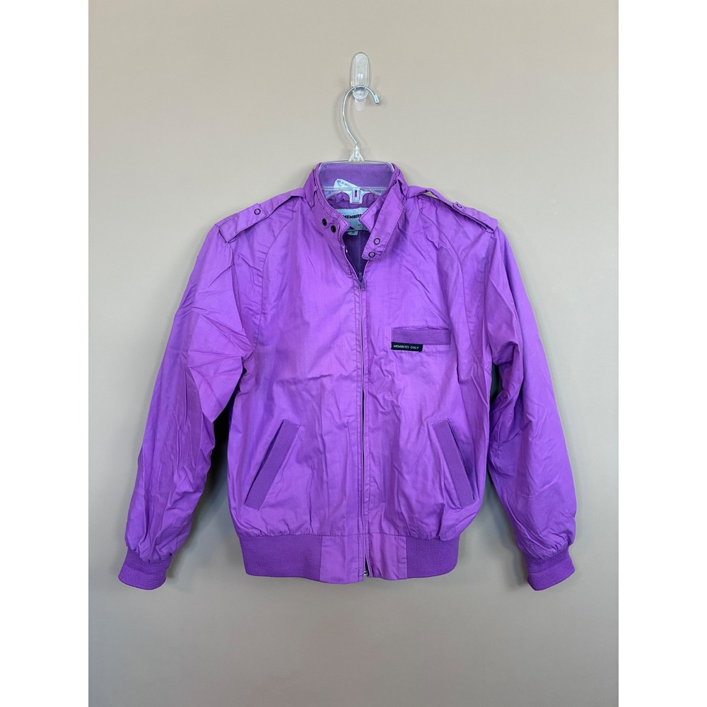 Vintage Members Only Kids Purple Racer Jacket Windbreaker Size 14 80s Retro